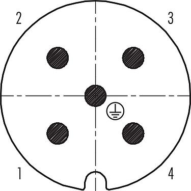 联系安排 (外掛程式側) RD30 弯角针头电缆连接器, 极数: 4+PE, 12.0-14.0mm, 非屏蔽, 螺钉接线, IP65, ESTI+, VDE