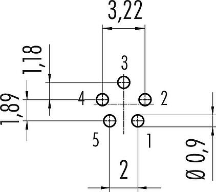 导体结构 M9 针头法兰座, 极数: 5, 非屏蔽, THT, IP40, M9x0,5, 後壁安裝