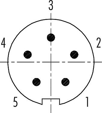联系安排 (外掛程式側) Push Pull 针头法兰座, 极数: 5, 可接屏蔽, 焊接, IP67, M14x0,5, 後壁安裝