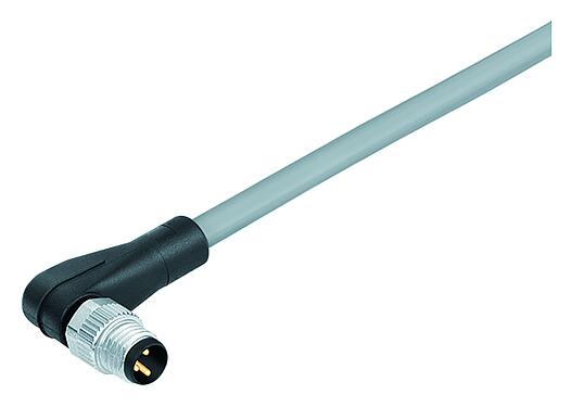 插图 M8 弯角针头电缆连接器, 极数: 5, 非屏蔽, 预铸电缆, IP67, UL 2238, PVC, 灰色, 5x0.34mm², 5m