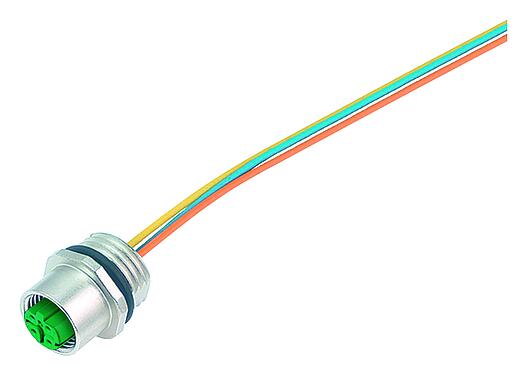 Illustration 76 0136 0011 00404-0200 - M12 Female panel mount connector, Contacts: 4, unshielded, single wires, IP67, UL, PG 9