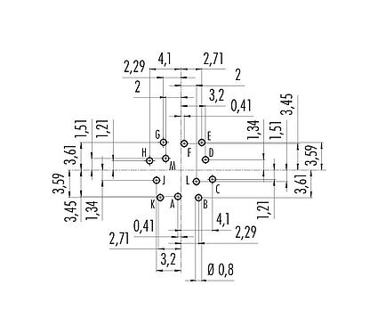 导体结构 09 0132 90 12 - M16 孔头法兰座, 极数: 12 (12-a), 非屏蔽, THT, IP67, UL, 板前固定