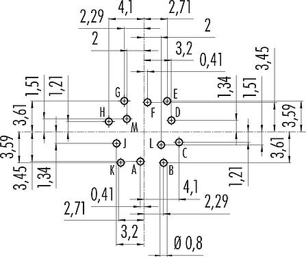 导体结构 M16 孔头法兰座, 极数: 12 (12-a), 非屏蔽, THT, IP67, UL 2238, M18x0,75, 後壁安裝