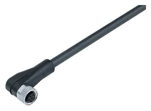 Illustration 77 3408 0000 50008-0200 - M8 Female angled connector, Contacts: 8, unshielded, moulded on the cable, IP67, UL, PUR, black, 8 x 0.25 mm², 2 m