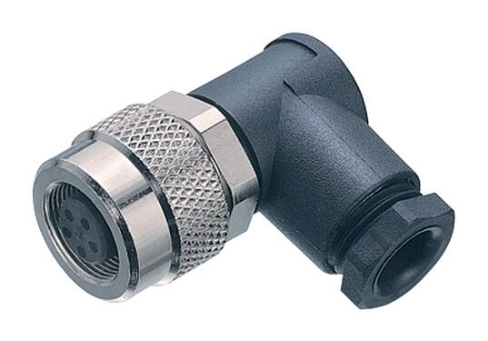 3D View 99 0410 70 04 - M9 Female angled connector, Contacts: 4, 3.5-5.0 mm, unshielded, solder, IP67