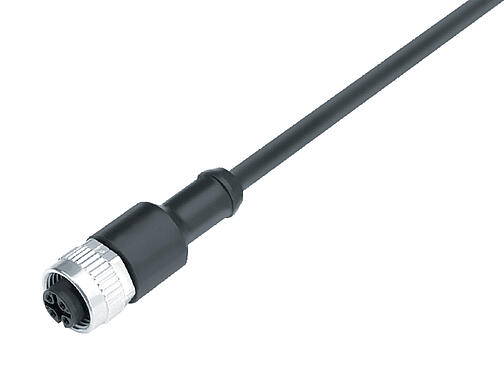 3D View 77 3430 0000 50608-0500 - M12 Female cable connector, Contacts: 8, shielded, moulded on the cable, IP67, PUR, black, 7 x 0.25 mm², 5 m