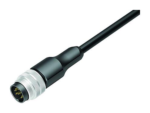 Illustration 77 6429 0000 50008-0500 - M16 Male cable connector, Contacts: 8, unshielded, moulded on the cable, IP68, PUR, black, 8 x 0.25 mm², 5 m