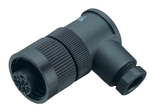 Illustration RD24 Female angled connector, Contacts: 3+PE, 6.0-8.0 mm, unshielded, screw clamp, IP67, UL, ESTI+, VDE, PG 9