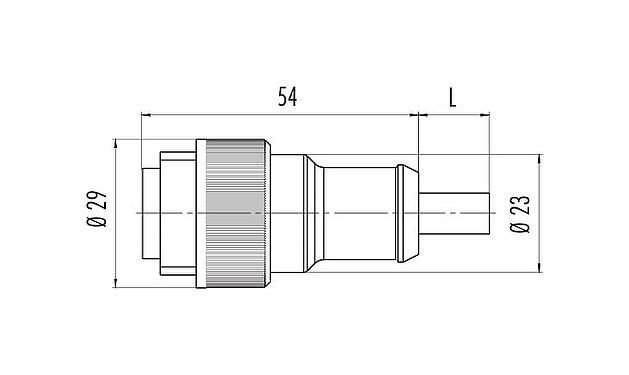 Scale drawing 79 0235 20 07 - RD24 Male cable connector, Contacts: 6+PE, unshielded, moulded on the cable, IP67, PVC, black, 7 x 0.75 mm², 2 m