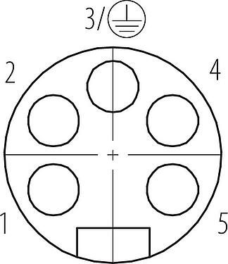 联系安排 (外掛程式側) 7/8" 直头孔头电缆连接器, 极数: 4+PE, 6.0-8.0mm, 非屏蔽, 螺钉接线, IP67, UL 2238, VDE