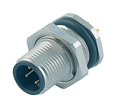 3D View 86 2531 1100 00008 - M12 Male panel mount connector, Contacts: 8, unshielded, THT, IP68, UL, PG 9, front fastened
