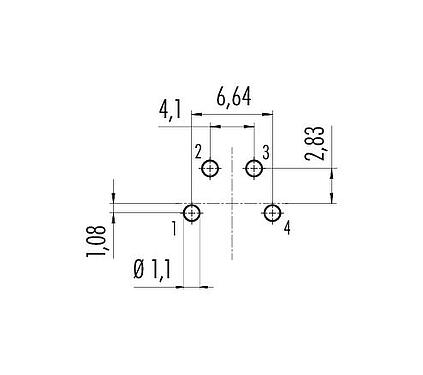 导体结构 M16 孔头法兰座, 极数: 4 (04-a), 非屏蔽, THT, IP40, M18x0,75, 後壁安裝