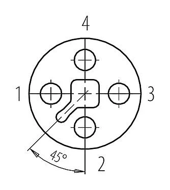 Contact arrangement (Plug-in side) 99 0630 80 04 - M12 Female cable connector, Contacts: 4, 8.0-10.0 mm, unshielded, screw clamp, IP67, stainless steel