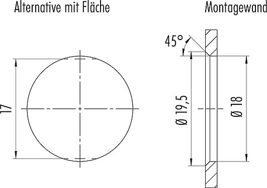 Assembly instructions / Panel cut-out Snap-In Female panel mount connector, Contacts: 12, unshielded, solder, IP54, Front mounting