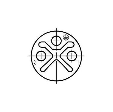 联系安排 (外掛程式側) 09 5270 10 03 - M12 用于穿控制柜, 极数: 2+PE, 屏蔽, 插拔式, IP67, UL, M12x1.0