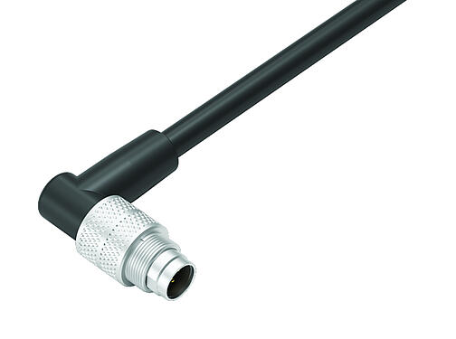 3D View 79 1455 275 05 - M9 Male angled connector, Contacts: 5, unshielded, moulded on the cable, IP67, PUR, black, 5 x 0.25 mm², 5 m