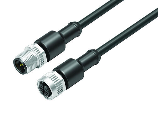 Illustration 77 3430 3429 50005-0200 - M12/M12 Connecting cable male cable connector - female cable connector, Contacts: 5, unshielded, moulded on the cable, IP69K, UL, PUR, black, 5 x 0.34 mm², 2 m