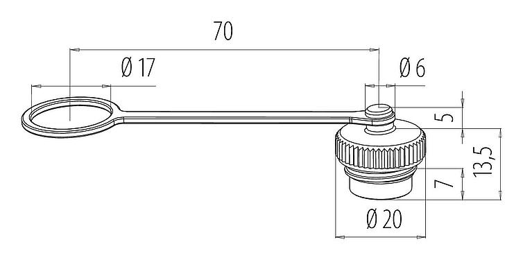 Scale drawing 08 2671 000 000 - M16 IP67 - Protection cap for flange socket; Series 423/425/723
