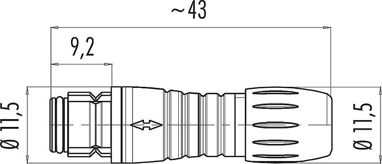 Scale drawing Snap-In Female cable connector, Contacts: 4, 3.5-5.0 mm, unshielded, solder, IP67