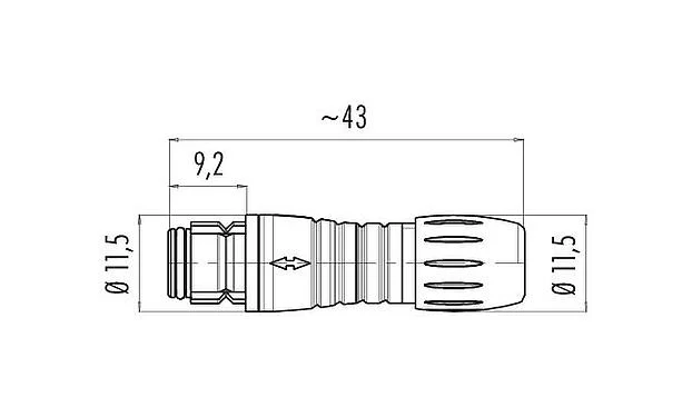 Scale drawing Snap-In Female cable connector, Contacts: 3, 3.5-5.0 mm, unshielded, solder, IP67, UL 2238