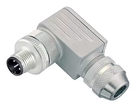 插图 99 3729 820 04 - M12 弯角针头电缆连接器, 极数: 4, 6.0-8.0mm, 可接屏蔽, 螺钉接线, IP67, UL