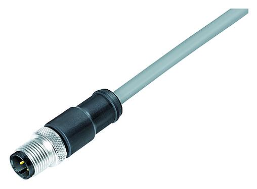 Illustration 77 3529 0000 20705-0200 - M12 Male cable connector, Contacts: 5, shielded, moulded on the cable, IP67, UL, PVC, grey, 5 x 0.25 mm², 2 m