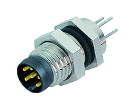 Illustration 86 6119 1100 00006 - M8 Male panel mount connector, Contacts: 6, unshielded, THT, IP67, UL, Front mounting