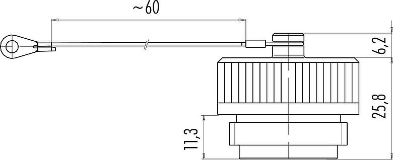 Scale drawing Protecting cap, IP65, for female panel mount connector