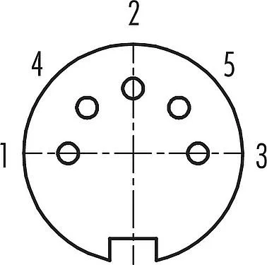 Contact arrangement (Plug-in side) M16 Female cable connector, Contacts: 5 (05-b), 6.0-8.0 mm, unshielded, solder, IP40