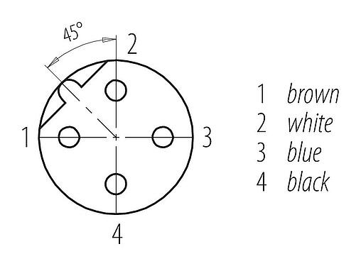 联系安排 (外掛程式側) M12 用于穿控制柜, 极数: 4, 屏蔽, 插拔式, IP67, UL 2238, 後壁安裝