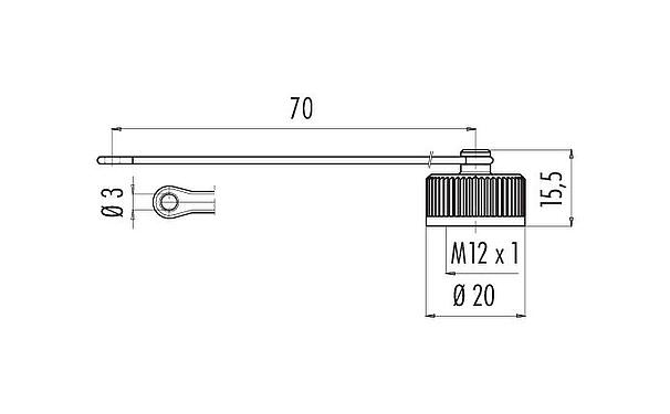 Scale drawing 08 2615 000 000 - M12-A/B/D/K/L/S/T/US/X - Protective cap for flanged plug
