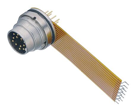 Illustration M16 Male panel mount connector, Contacts: 12 (12-a), unshielded, THT, IP67, M18x0,75, Rear mounting