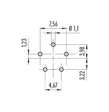 导体结构 卡扣式 孔头法兰座, 极数: 5, 非屏蔽, THT, IP54 未对插时, M13x1,0, 板前安装