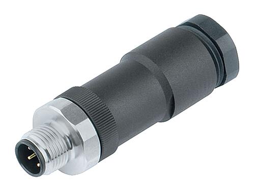 插图 M12 双出口针头电缆连接器, 极数: 8, 2.1-3.0 mm (2 电缆) 或者 4-5 mm (2 电缆), 非屏蔽, 螺钉接线, IP67, UL 2238