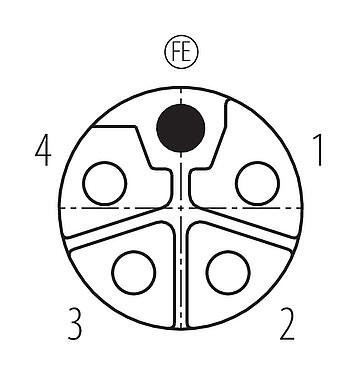 联系安排 (外掛程式側) M12 集成插座, 极数: 5, 非屏蔽, THR, IP68, UL 2238, 板前安装
