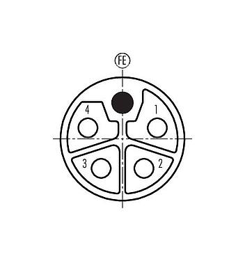 联系安排 (外掛程式側) 09 5291 10 05 - M12 用于穿控制柜, 极数: 4+FE, 屏蔽, 插拔式, IP67, UL, M12x1.0