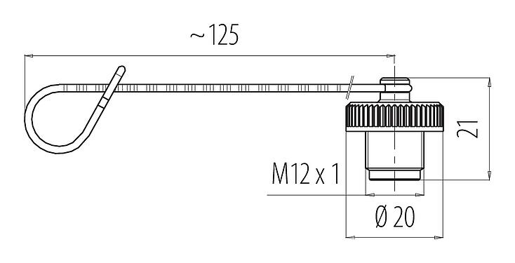 Scale drawing 08 2425 010 000 - M12-A/B/D/K/L/S/T/US/X - Protective cap for cable socket