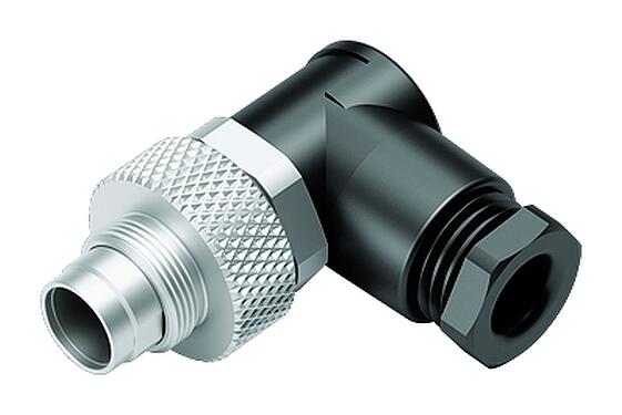 插图 M9 弯角针头电缆连接器, 极数: 2, 3.5-5.0mm, 非屏蔽, 焊接, IP67