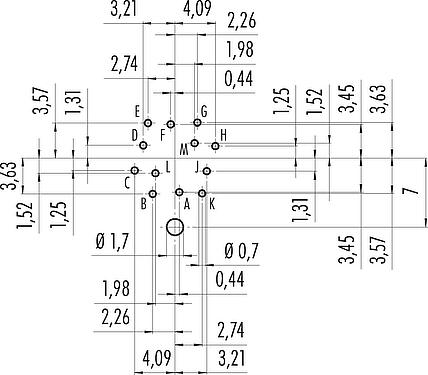 导体结构 M16 针头法兰座, 极数: 12 (12-a), 可接屏蔽, THT, IP67, UL 2238, M18x0,75, 後壁安裝