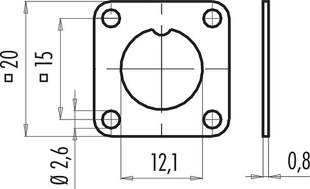 Scale drawing Square flange, Square flange