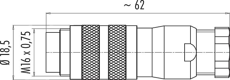 比例图 M16 直头针头电缆连接器, 极数: 5 (05-b), 6.0-8.0mm, 可接屏蔽, 焊接, IP67, UL 2238