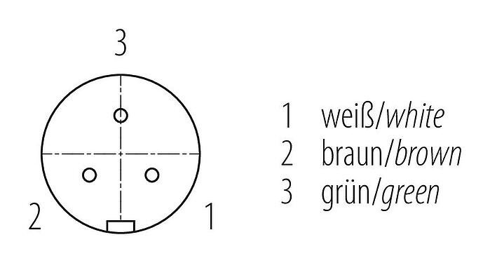 联系安排 (外掛程式側) Snap-in 快插 弯角孔头电缆连接器, 极数: 3, 4.0-6.0mm, 非屏蔽, 焊接, IP67