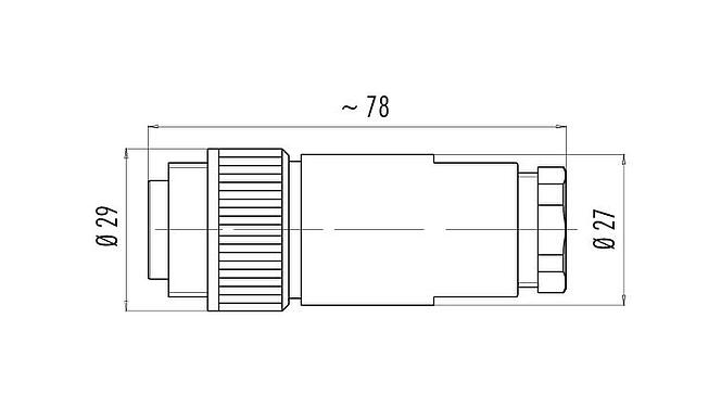 比例图 RD24 直头针头电缆连接器, 极数: 6+PE, 8.0-10.0mm, 非屏蔽, 螺钉接线, IP67, PG 11
