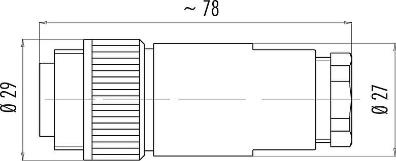 比例图 RD24 直头针头电缆连接器, 极数: 6+PE, 8.0-10.0mm, 非屏蔽, 螺钉接线, IP67, PG 11