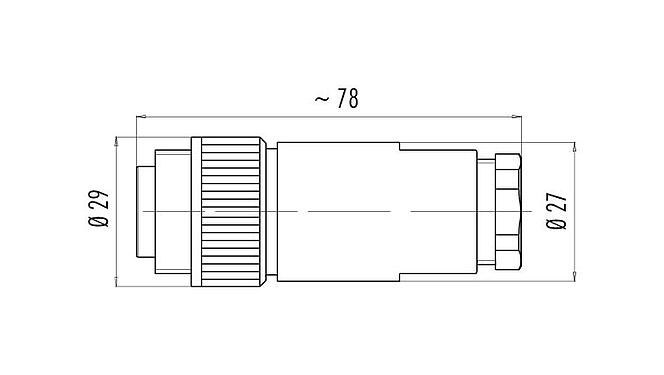 比例图 99 0201 110 07 - RD24 直头针头电缆连接器, 极数: 6+PE, 8.0-10.0mm, 非屏蔽, 压接（压接触点必须单独订购）, IP67, PG 11