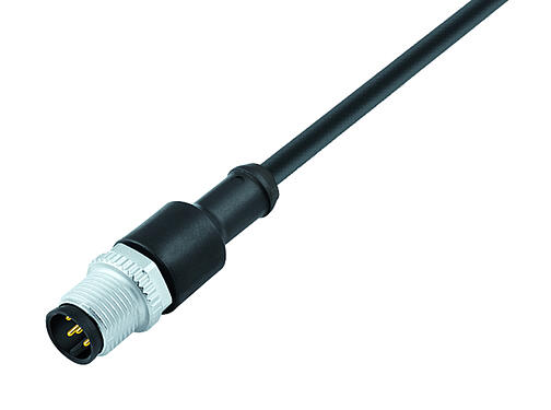Illustration 77 3429 0000 80203-0500 - M12 Male cable connector, Contacts: 3, unshielded, moulded on the cable, IP68, PUR, black, 3 x 0.34 mm², for welding applications, 5 m