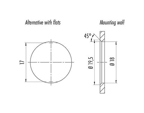 Assembly instructions / Panel cut-out Snap-In Female panel mount connector, Contacts: 12, unshielded, solder, IP54, Front mounting
