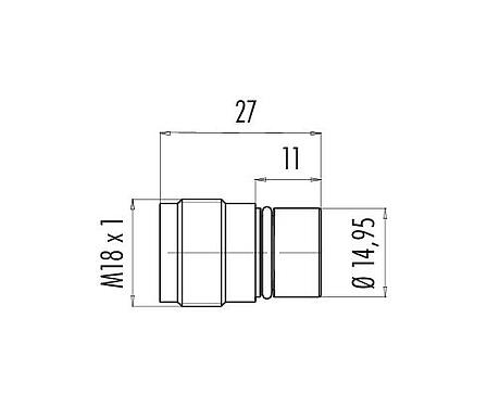 Desenho da escala 09 0441 50 04 - M18 Bujão de montagem embutido, Contatos: 4, desprotegido, solda, IP67