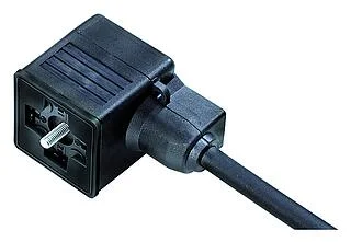 Female solenoid valve connector, Contacts: 2+2PE, unshielded, moulded on the cable, IP67, PUR, black, 5 m