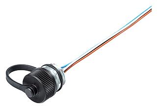 M12 Male panel mount connector, Contacts: 4, unshielded, single wires, IP68/IP69K, M16x1.5, Front mounting, for outdoor, UV resistant, potted